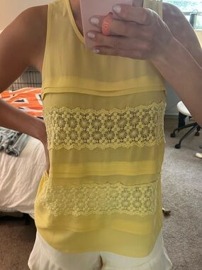 Yellow Lace-Trim Sleeveless Camisole
